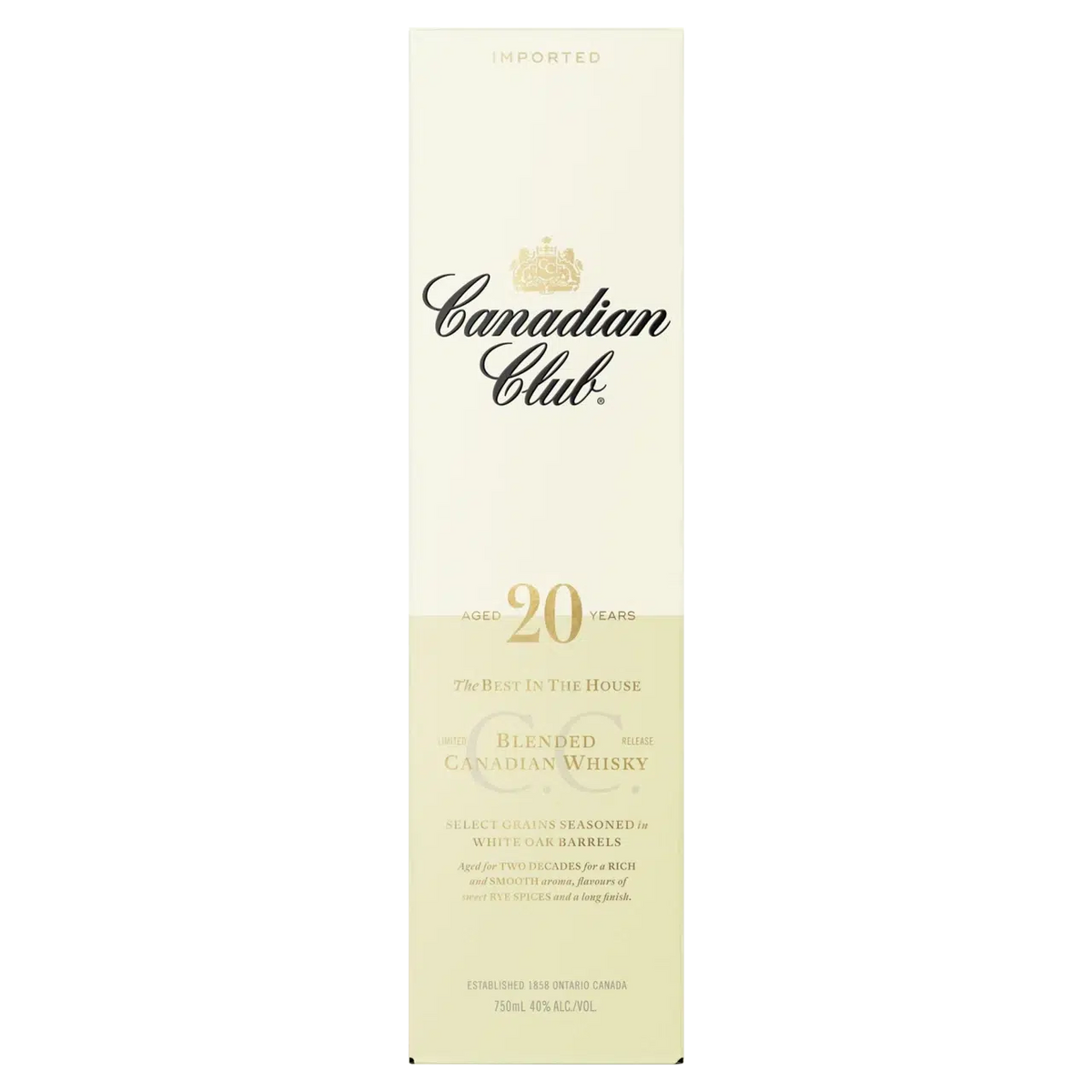 Canadian Club 20 Year Old Blended Whisky 750ml